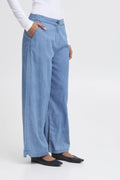 Light Blue Chambray Broeken - Ihbarcy Pants van Ichi
