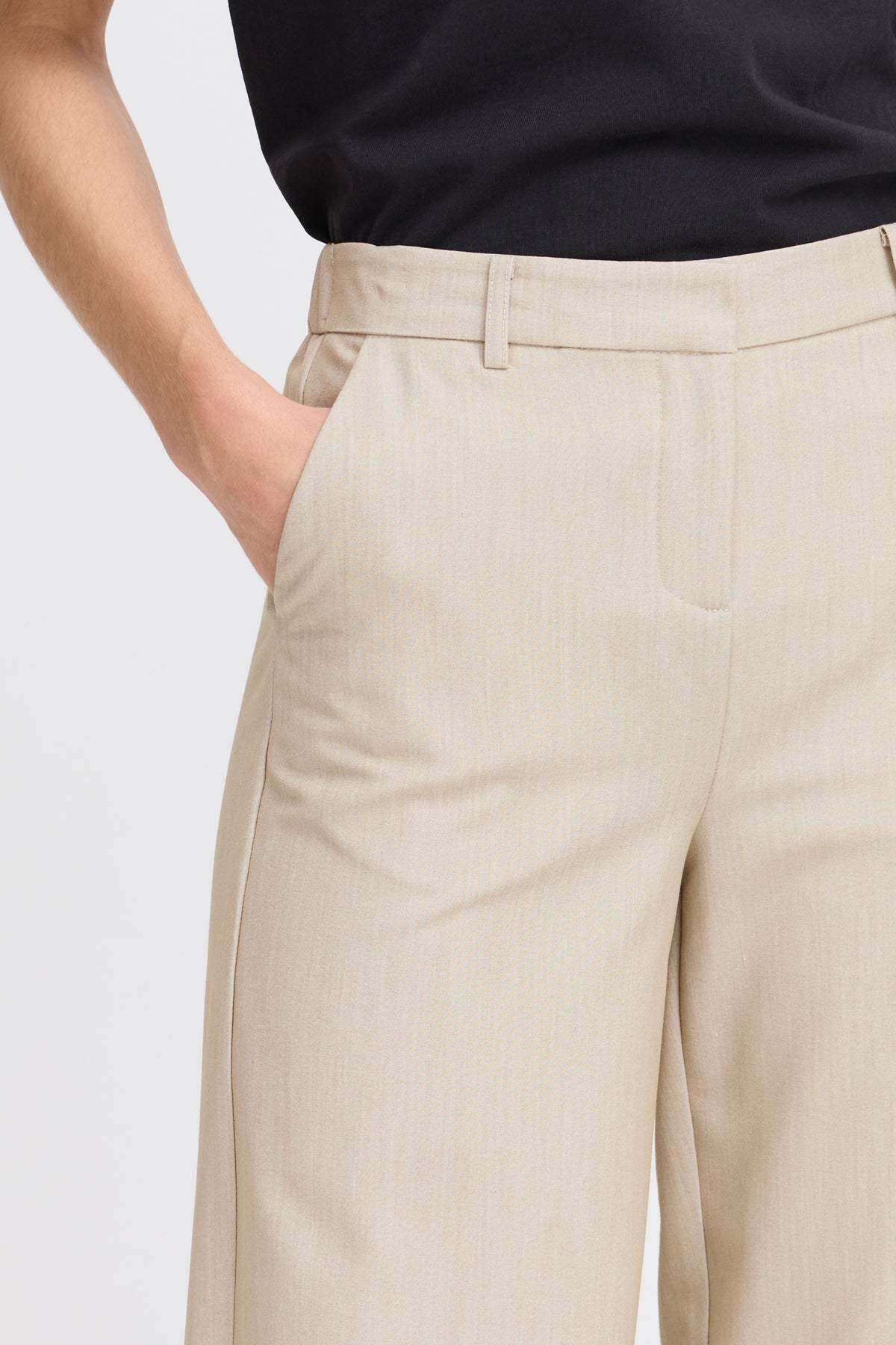 Humus Melange Broeken - Bydanta Wide Leg Pants 2 - noos van b.young