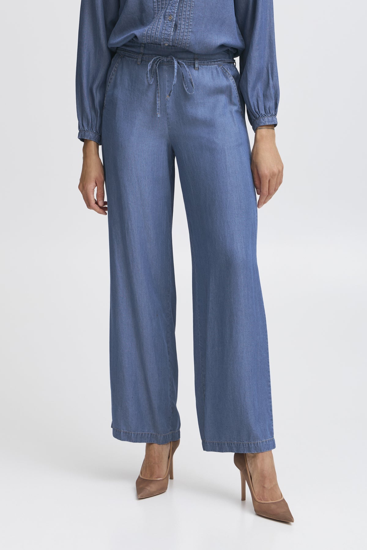 Mid Blue Denim Broeken - Bykosmo Wide Pants van b.young