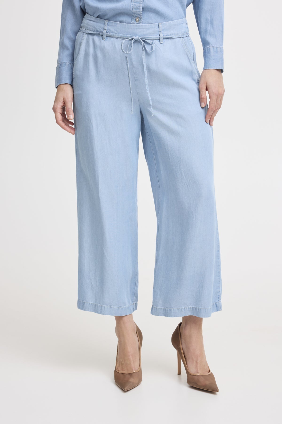 Light Blue Denim Broeken - Bykosmo Crop Pants van b.young