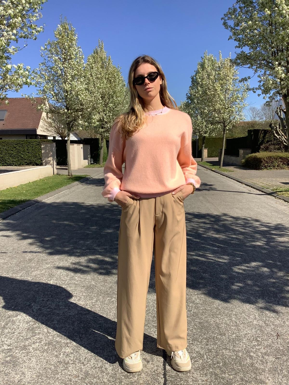BABY ROSE ECRU Pulls - Elise bicolore knit van Mika Elles