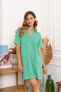 green Jurken - Veja V-neck cotton dress van Kilky