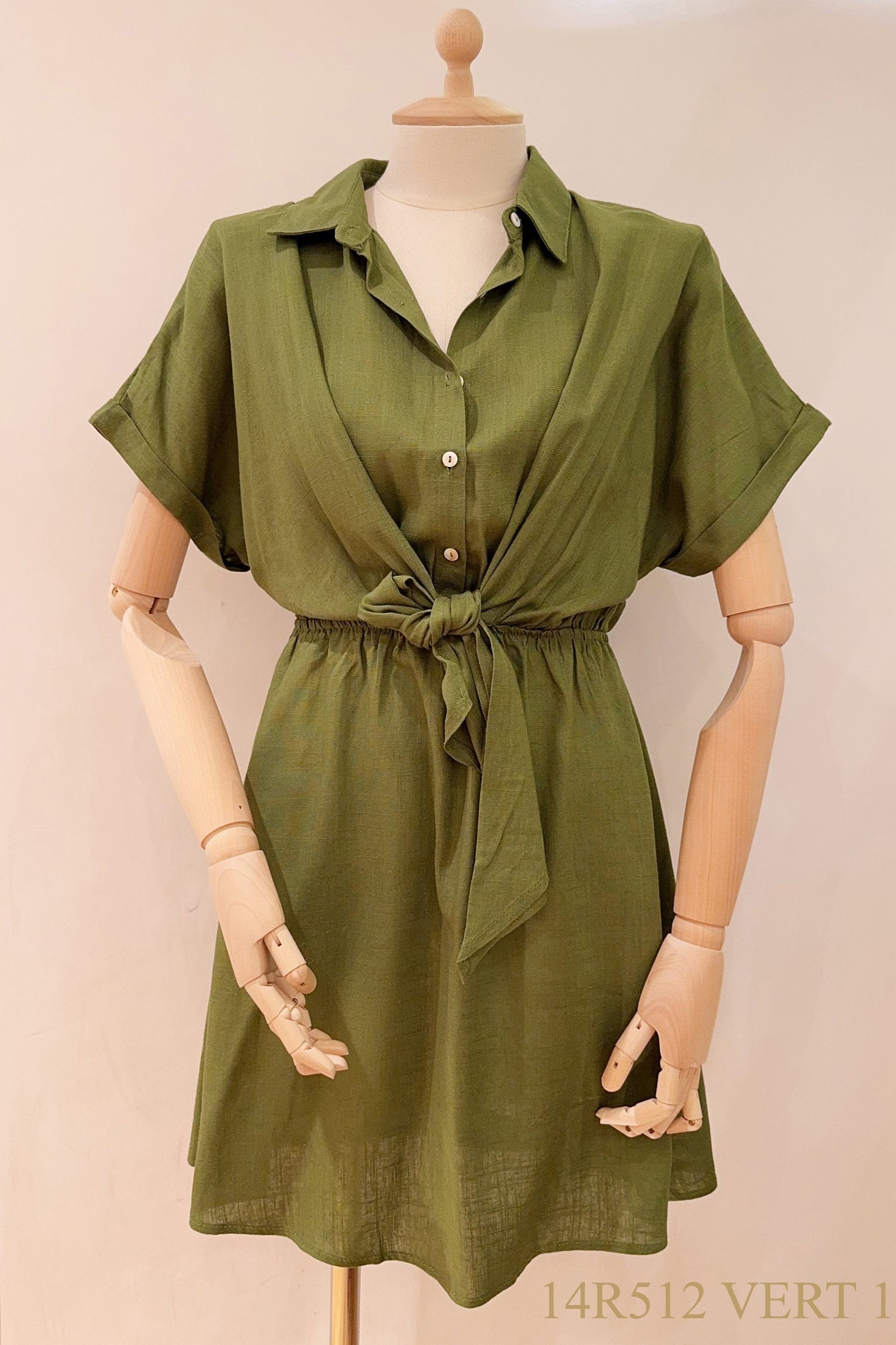 kaki Jurken - Elonore Short Dress van Season