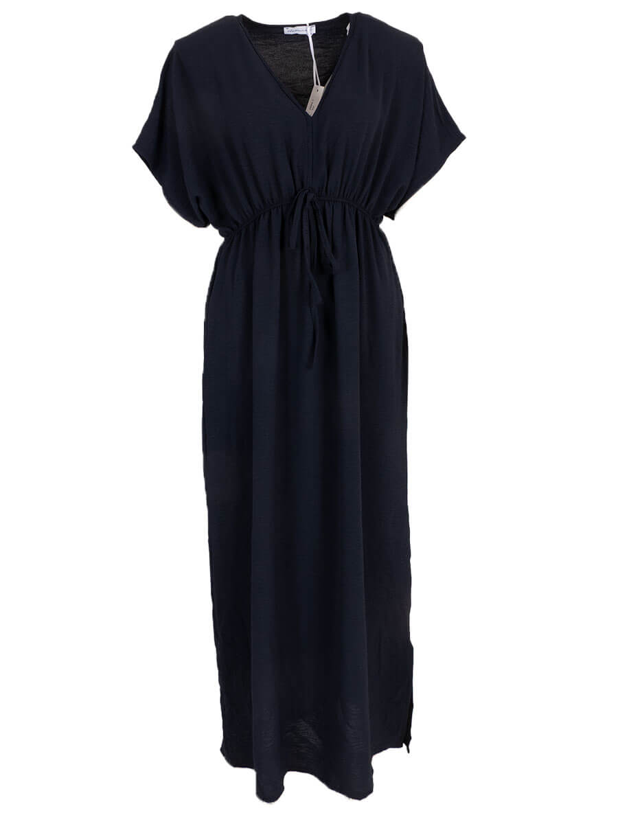 navy One Size Jurken - Agathe string v-neck dress van Azzurro