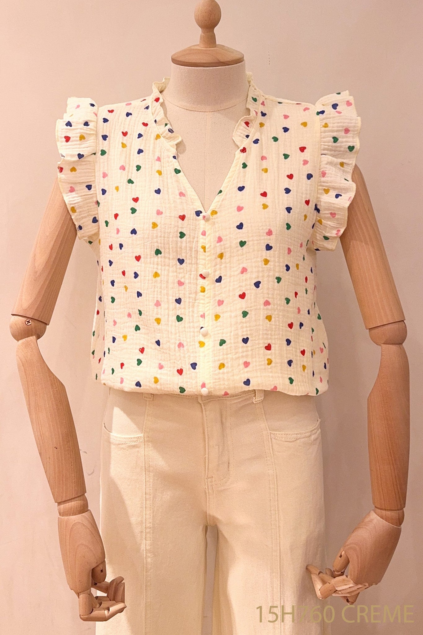 creme Tops - Colourful hearts tetra top van Season