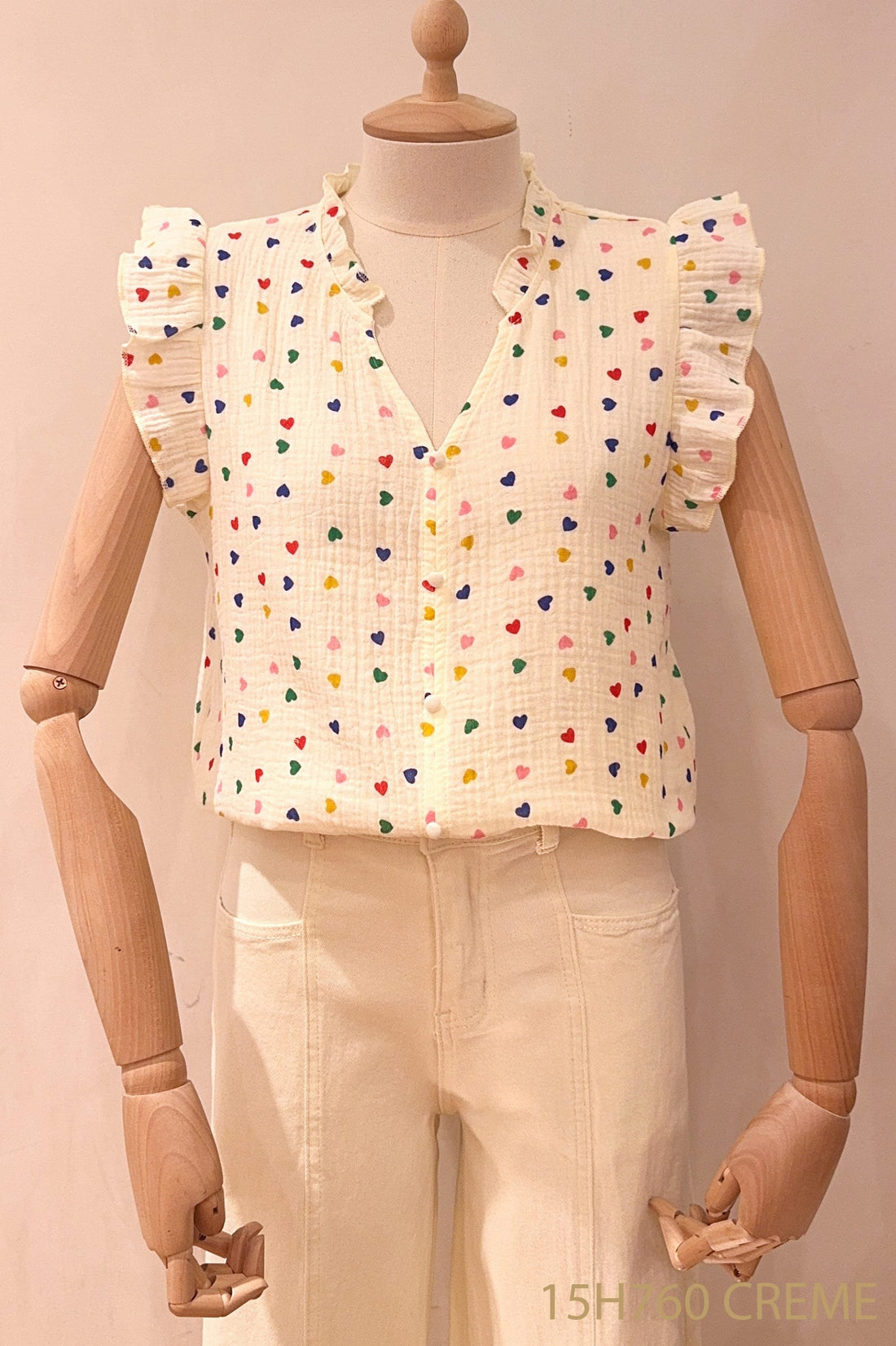 creme Tops - Colourful hearts tetra top van Season