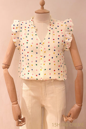 creme Tops - Colourful hearts tetra top van Season