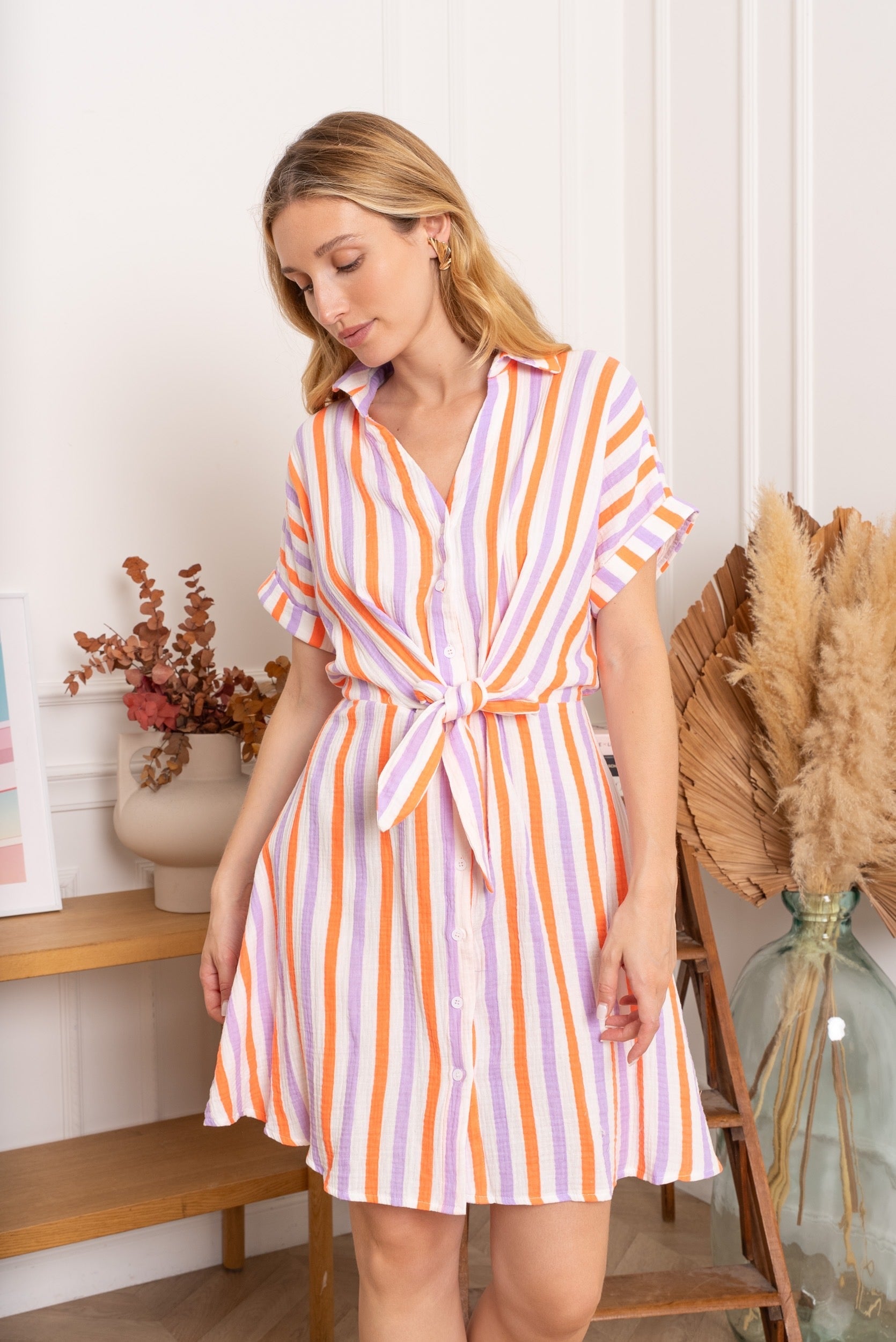Jurken - Sien Striped Dress van Kilky