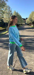 CIELO P092 VERT FLUO Pulls - Elise bicolore knit van Mika Elles