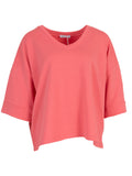 koraal One Size Tops - Oversized sweatertop with v-neck van Azzurro