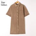 taupe Jurken - Button cotton dress van Kilky