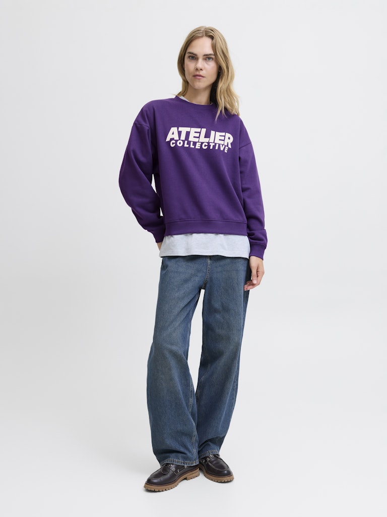 Light grey melange Sweaters - Jxjackie Ls Rlx Print Crew Sweat van JJXX