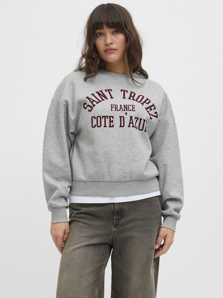 Light Grey Melange SAINT TROPEZ Sweaters - Jxmerle Rlx Short Ls Crew Sweater van JJXX