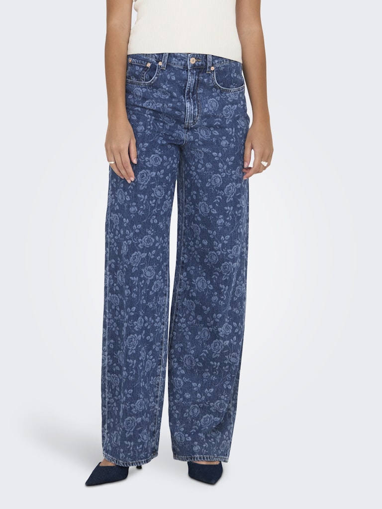 Jeans - Onlhope Ex Hw Wide Rose Aop Denim Pants van Only