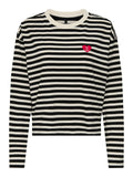 Black T-shirts - Onllivina L/S O-Neck Stripe Top van Only