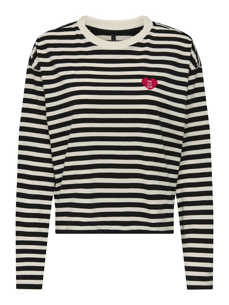 Black T-shirts - Onllivina L/S O-Neck Stripe Top van Only