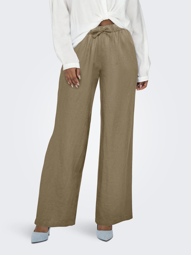Broeken - Onlcaro Mw Linen Bl Pull-Up Pant van Only