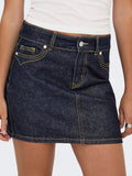 Dark blue denim Rokken - Onljuicy Hw Western Short Denim Skirt van Only