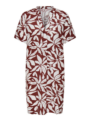 Fired brick Jurken - Onlsusi Life Ss V-Neck Tunic Dress van Only
