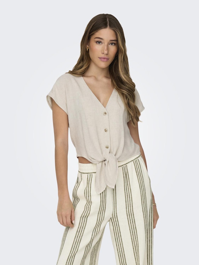 Moonbeam Shirts - Onlsiesta Ss Knot Linen Bl Shirt Noos van Only