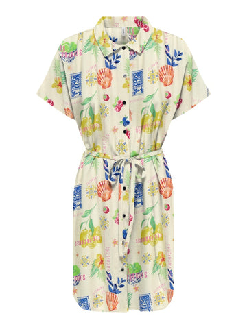 Cloud Dancer 659 Les vacances Jurken - Onlnova Life Elite Ayla Shirt Dress Aop van Only