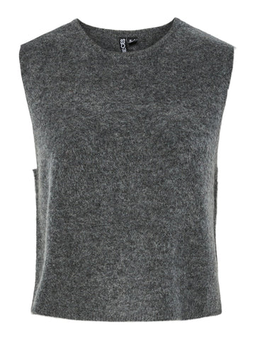 Medium grey melange Pulls - Pcjiko Sl O-Neck Knit Vest van Pieces