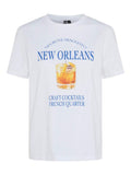 Bright White New Orleans Tops - Pcsille Printed T-Shirt van Pieces