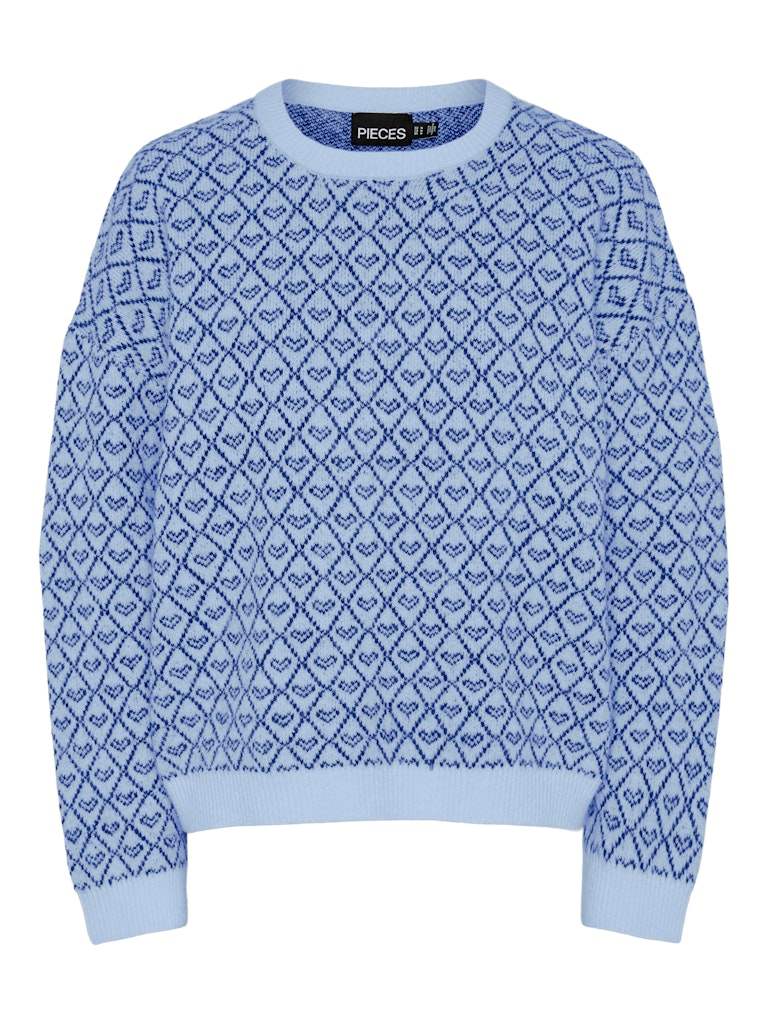 Cashmere Blue Surf The Web Hearts Pulls - Pcnavi Ls O-Neck Knit van Pieces