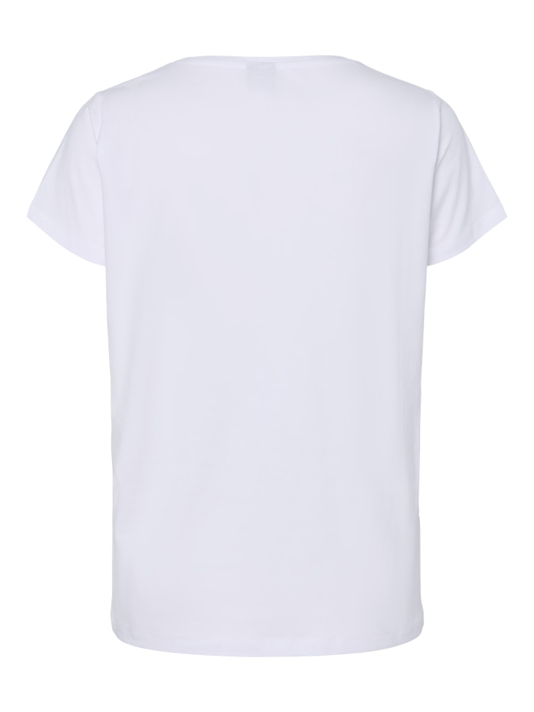 Bright White SURFBOARD EMB T-shirts - Pctilly Ss V-Neck Emb T-Shirt van Pieces