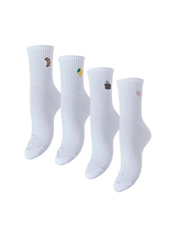 Bright white 4-pack ONE SIZE Sokken - Pcmolly Embroidery 4 Pack Socks D2D van Pieces