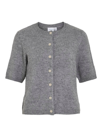 Medium Grey Melange Pulls - Vidainty O-Neck 2/4 Knit Cardigan van Vila