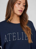 Navy Blazer EMB ATELIER Sweaters - Visiffi Atelier O-Neck L/S Sweater van Vila
