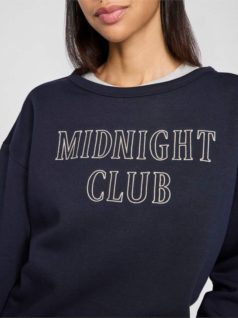 Navy blazer Pulls - Vimaldea Emb O-Neck L/S Top van Vila