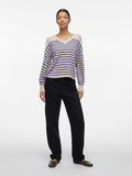 Pulls - Vipoca Rev V-Neck L/S Stripe Knit Top van Vila