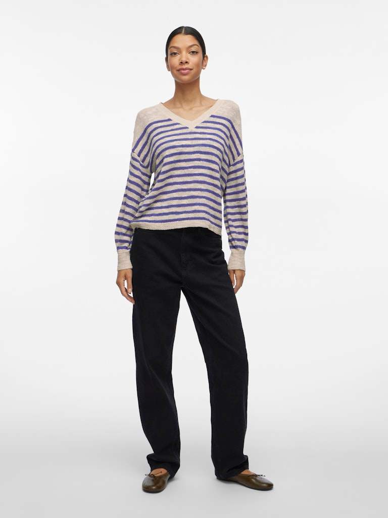 Pulls - Vipoca Rev V-Neck L/S Stripe Knit Top van Vila