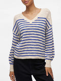 Pulls - Vipoca Rev V-Neck L/S Stripe Knit Top van Vila