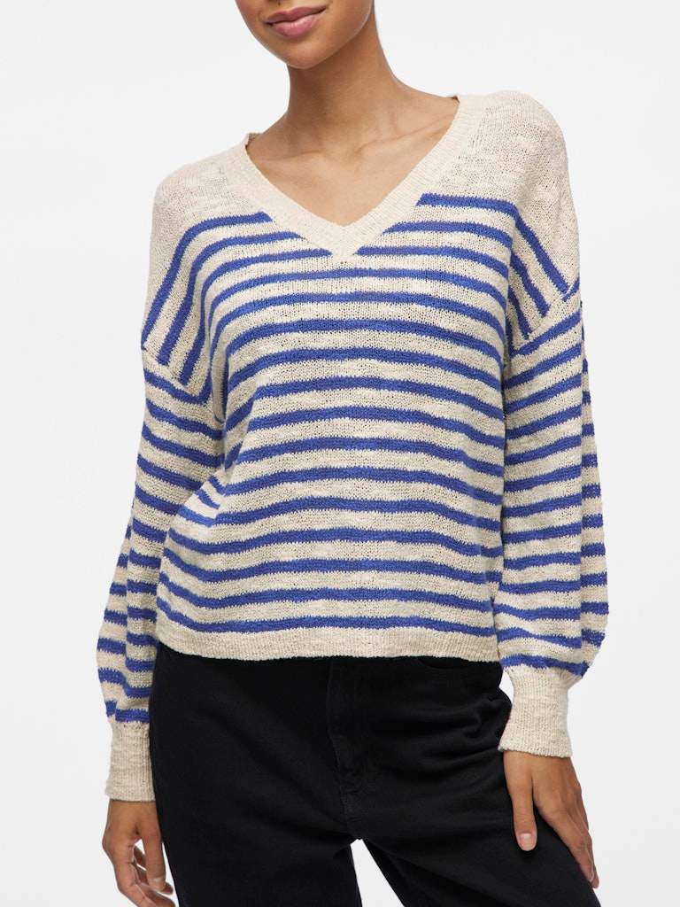Pulls - Vipoca Rev V-Neck L/S Stripe Knit Top van Vila
