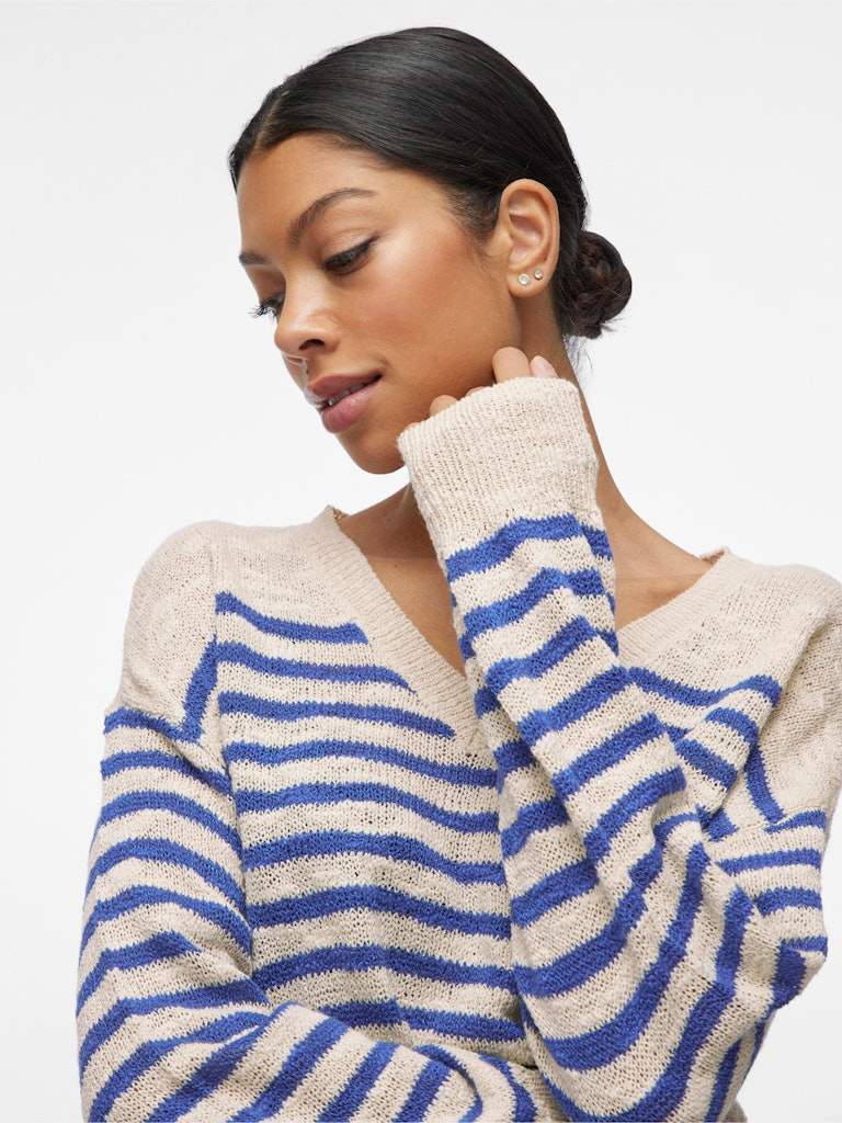 Pulls - Vipoca Rev V-Neck L/S Stripe Knit Top van Vila