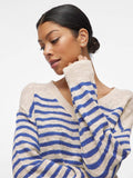 Birch Blue Pulls - Vipoca Rev V-Neck L/S Stripe Knit Top van Vila