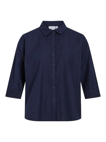 Navy Blazer Shirts - Vilorena 3/4 Oversize Shirt van Vila