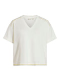 Egret Citronelle stich T-shirts - Vikarena V-Neck S/S Fold Up T-Shirt van Vila