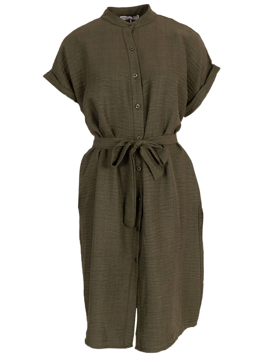Kaki Jurken - Sira Summer shirt dress van Azzurro