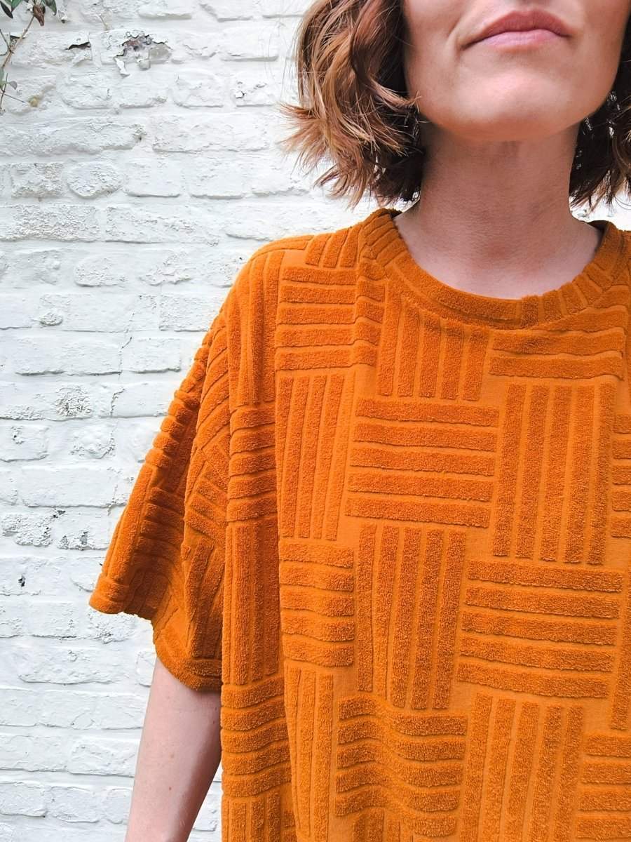 rust One Size Jurken - Olivia Midi Terry Dress van Meisjes Brugge