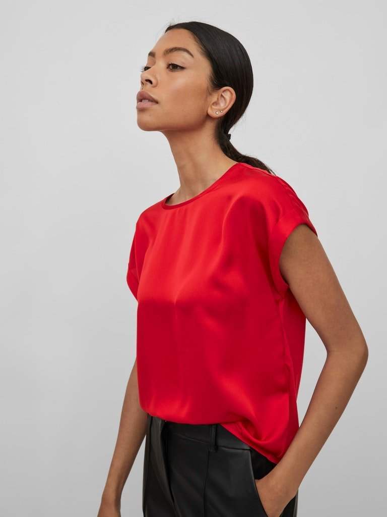 Tops - Viellette S/S Satin Top Noos - SS24 van Vila