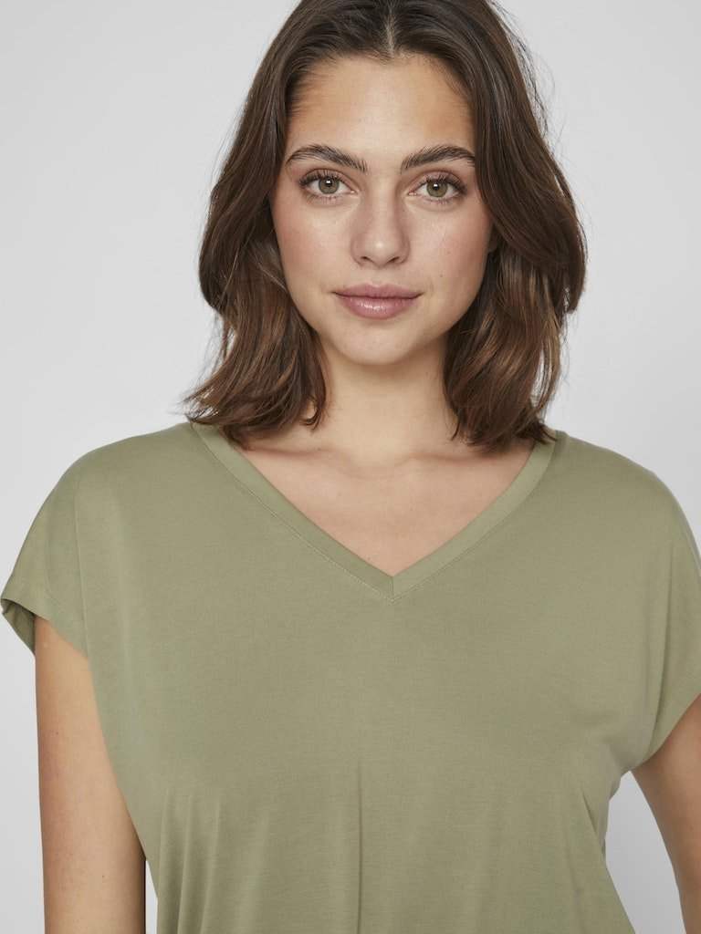 Oil Green Tops - Vimodala V-Neck S/S Top Noos van Vila