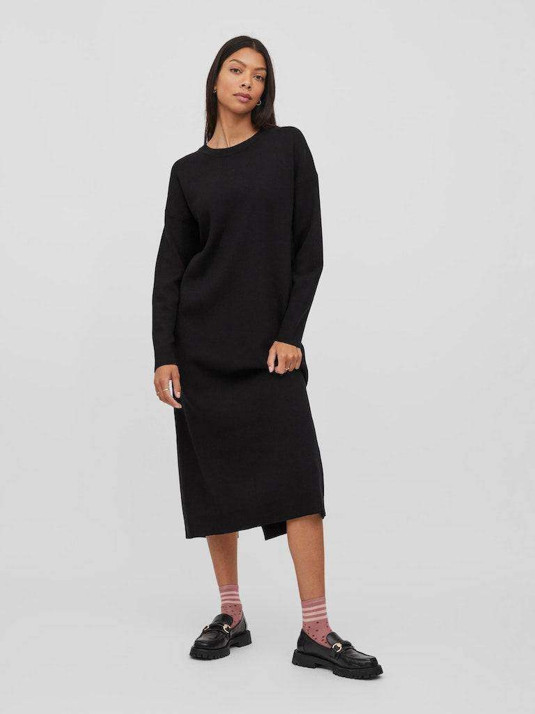 Natural Melange Jurken - Violivie O-Neck L/S Knit Midi Dress van Vila