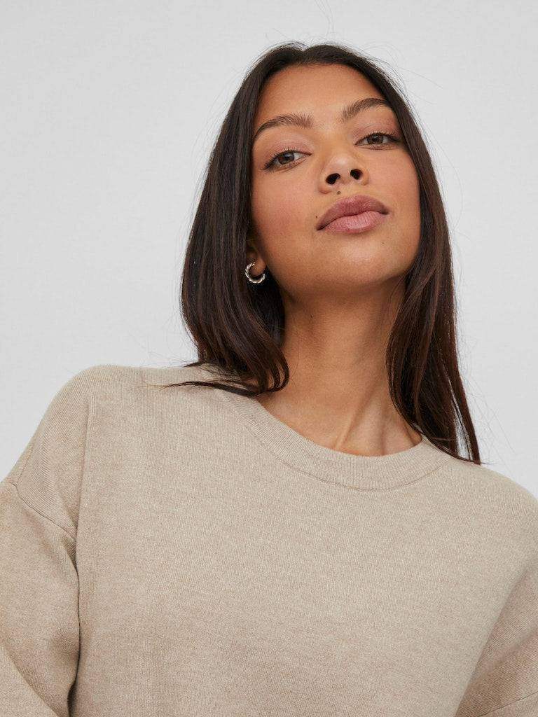 Jurken - Violivie O-Neck L/S Knit Midi Dress van Vila