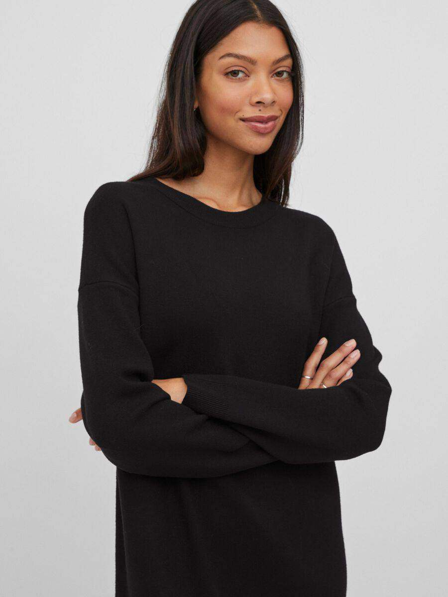 Jurken - Violivie O-Neck L/S Knit Midi Dress van Vila