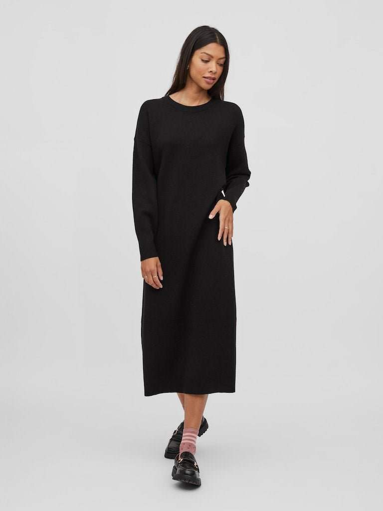Jurken - Violivie O-Neck L/S Knit Midi Dress van Vila
