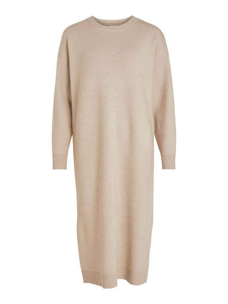 Jurken - Violivie O-Neck L/S Knit Midi Dress van Vila